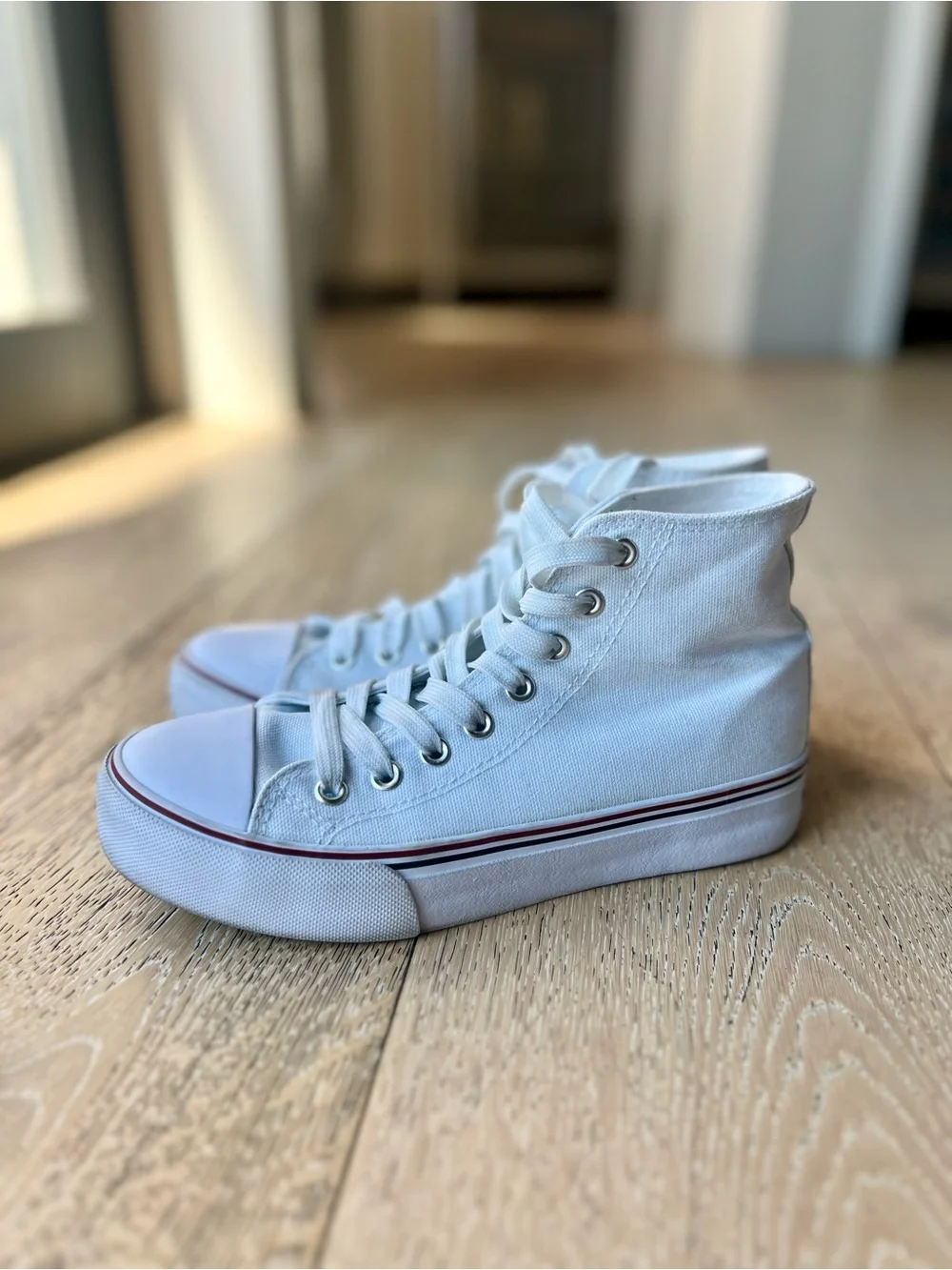 High-Top Canvas Sneakers - White
